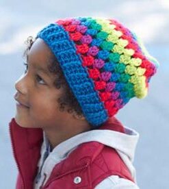 Rainbow Granny Stripes Hat in Caron Simply Soft