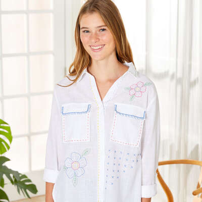 ANCHOR HAND EMBROIDERED BLOUSE