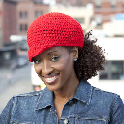 RED HEART PONYTAIL HAT