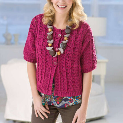 RED HEART CROCHET CABLE CARDI