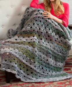 RED HEART SHADED GREYS THROW