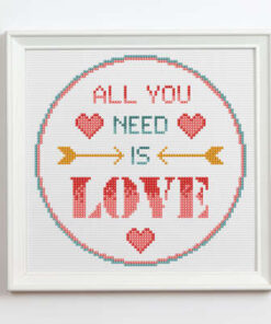 ALL YOU NEED IS LOVE CROSS STITCH DESIGN