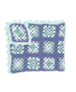 CARON LULLABY GRANNY SQUARE BABY BLANKET