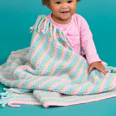 RED HEART PRETTY IN PASTELS BABY BLANKET