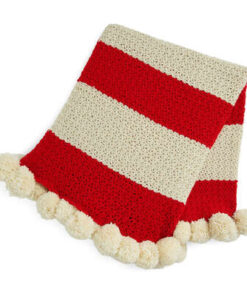 RED HEART PEPPERMINT AND POMPOMS CROCHET THROW