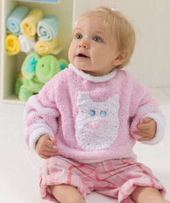 RED HEART KITTY BABY SWEATER,