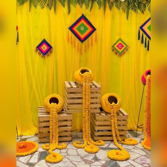 Low Cost Simple Haldi Decoration At Home . 1