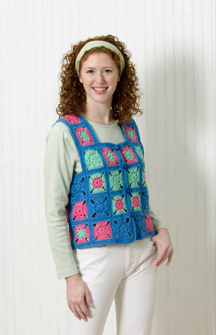 Granny Square Vest Pattern (Crochet) - BePatterns