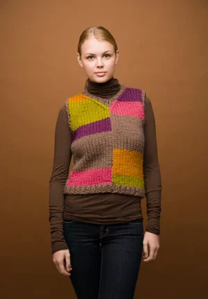 Autumn Beauty Color Block Vest (Knit)