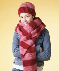 Bold Stripe Beanie and Scarf Set Pattern (Knit)