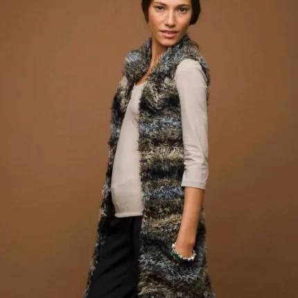 Knit Long Fuzzy Vest Pattern (Knit)