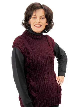 Knitted Sleeveless Cabled Mock Turtleneck Pattern (Knit)