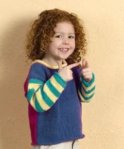 Machine Knit Child's Blocks and Stripes Pullover Sweater Pattern (Machine-Knit)