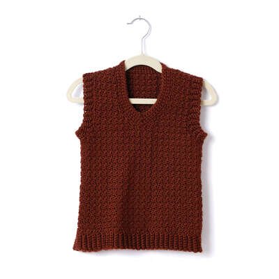 CARON ADULT CROCHET V-NECK VEST CARON ADULT CROCHET V-NECK VEST