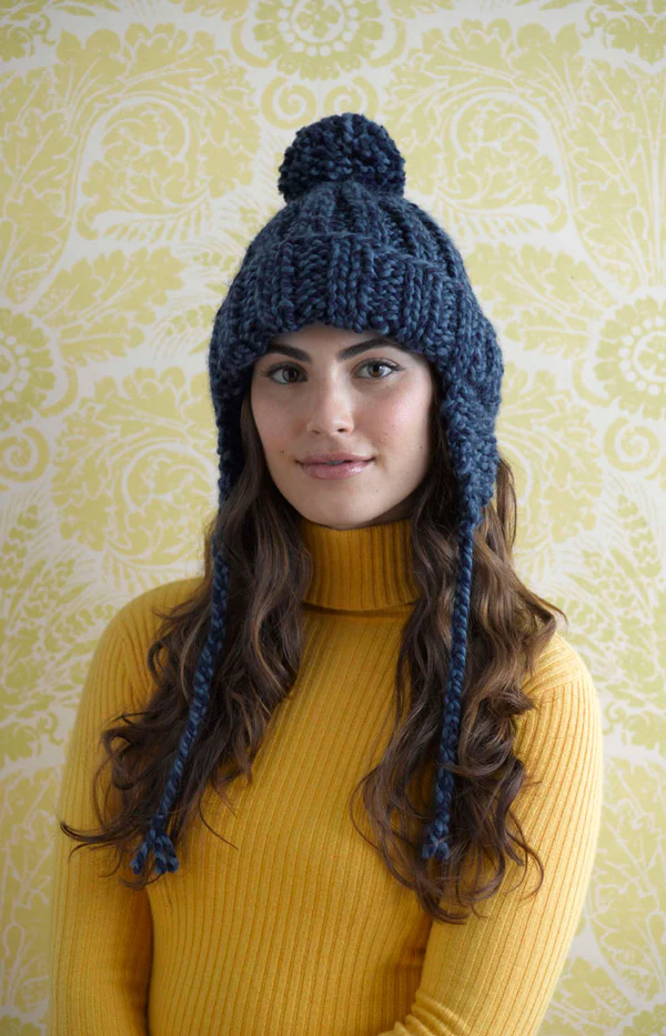 Ribbed Earflap Hat (Knit)